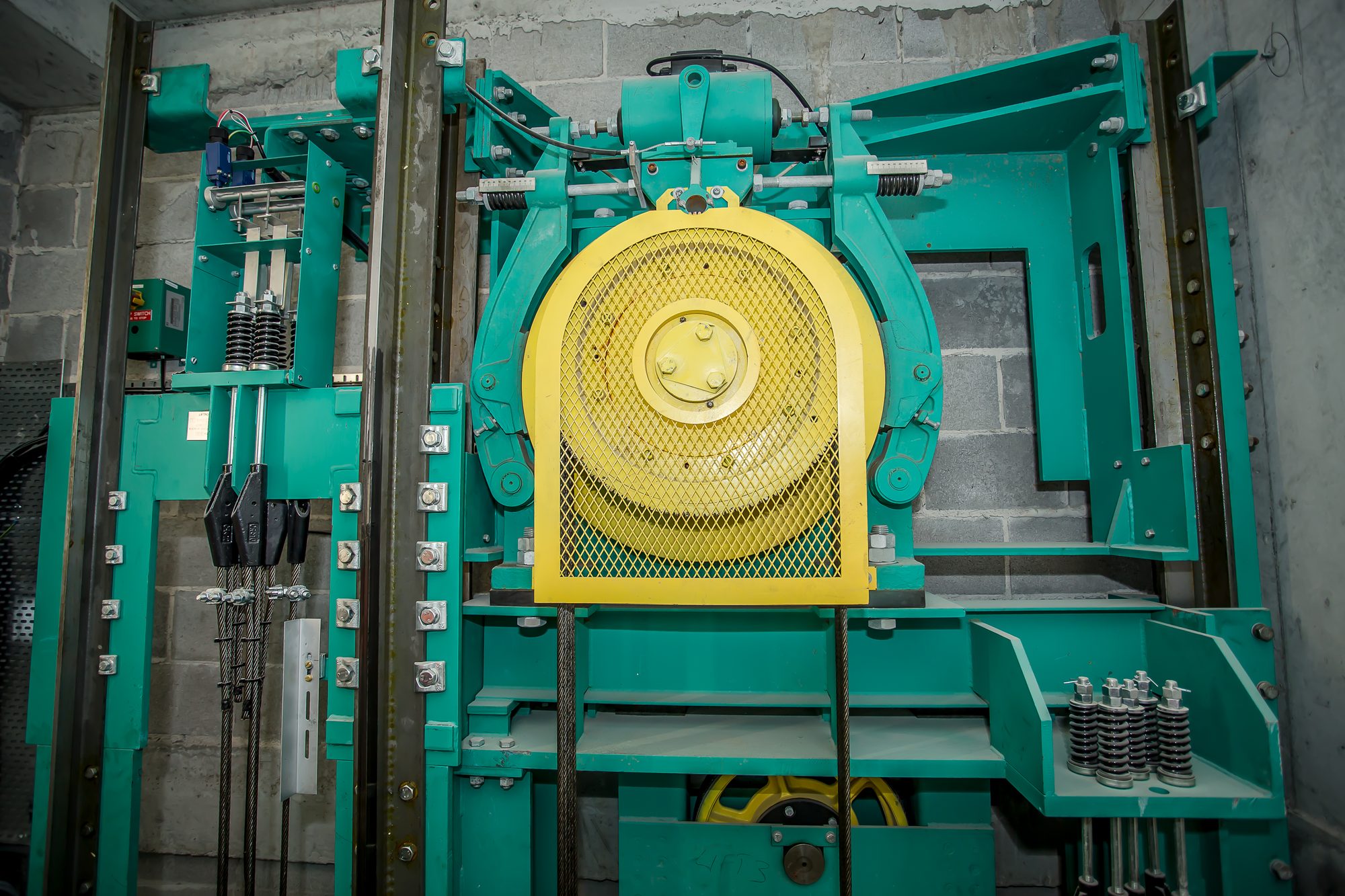 Nidec elevator machine installed in a completed hoistway